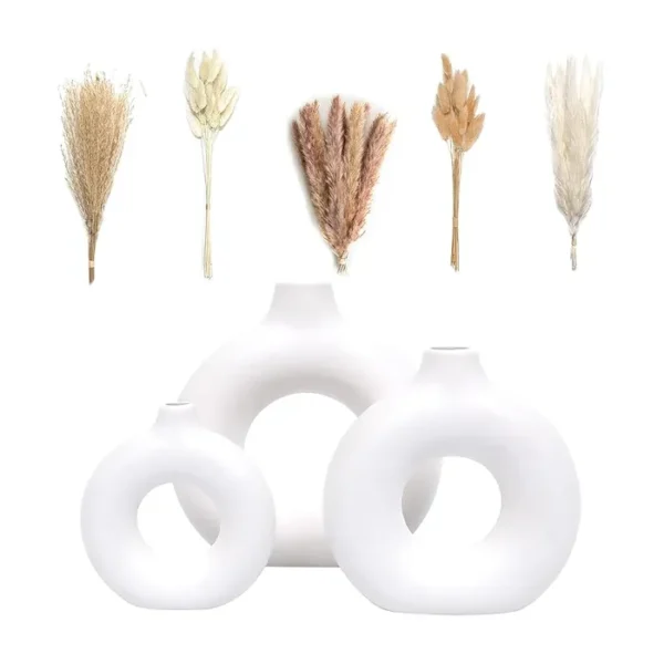 VELOVA Set of 3 White Ceramic Vase with