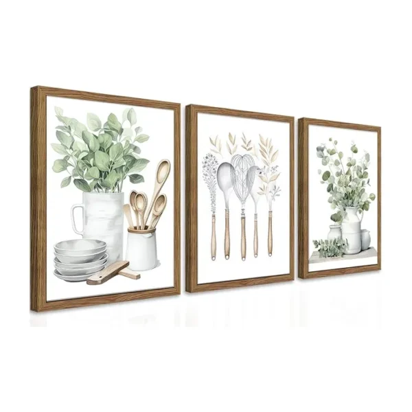 Sage Green Kitchen Canvas Wall Art Set of 3