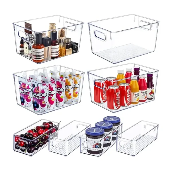 Set of 8 Clear Plastic Storage Bins