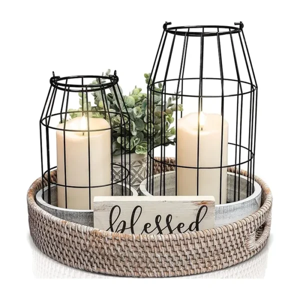 Rustic Farmhouse Lantern Decor Set
